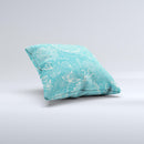 Intricate Teal Floral Pattern ink-Fuzed Decorative Throw Pillow