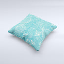 Intricate Teal Floral Pattern ink-Fuzed Decorative Throw Pillow