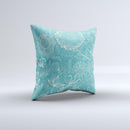 Intricate Teal Floral Pattern ink-Fuzed Decorative Throw Pillow