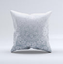 Intricate White and Gray Vector Pattern Ink-Fuzed Decorative Throw Pillow