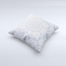 Intricate White and Gray Vector Pattern Ink-Fuzed Decorative Throw Pillow