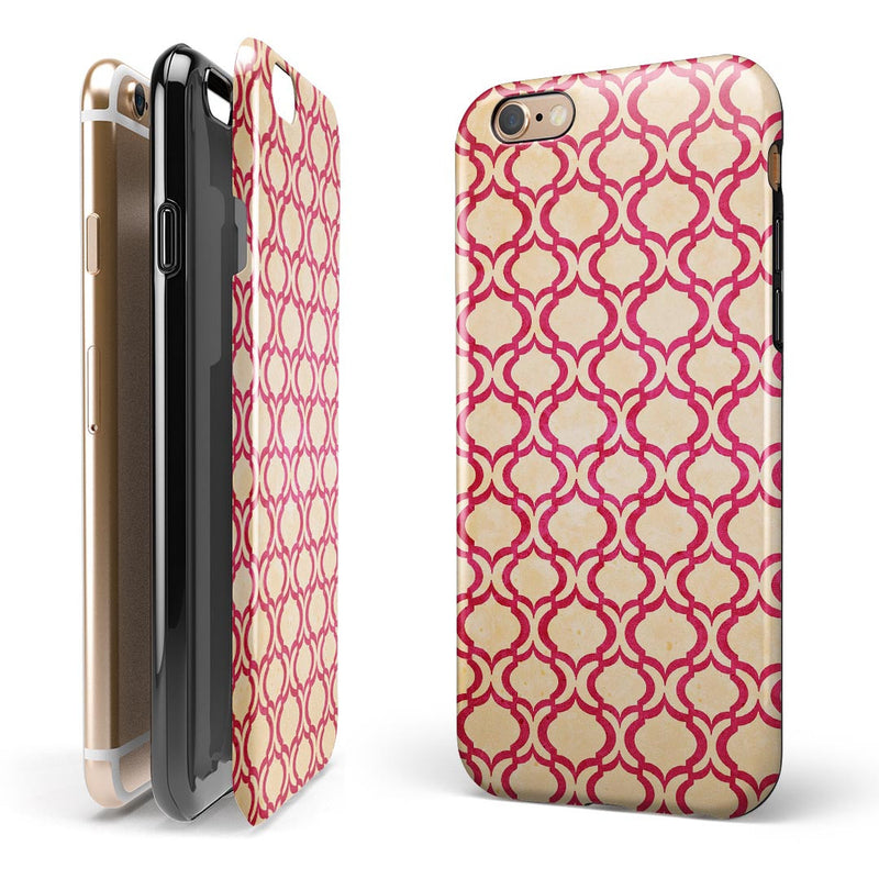 Inverted Pink and White Ovals Pattern iPhone 6/6s or 6/6s Plus 2-Piece Hybrid INK-Fuzed Case