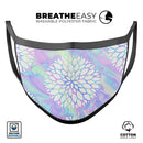 Iridescent Dahlia v6 - Made in USA Mouth Cover Unisex Anti-Dust Cotton Blend Reusable & Washable Face Mask with Adjustable Sizing for Adult or Child