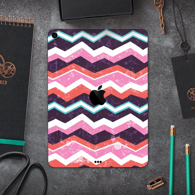 Jagged Colorful Chevron - Full Body Skin Decal for the Apple iPad Pro 12.9", 11", 10.5", 9.7", Air or Mini (All Models Available)
