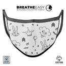 Joker, Clouds, and Balloon Doodle - Made in USA Mouth Cover Unisex Anti-Dust Cotton Blend Reusable & Washable Face Mask with Adjustable Sizing for Adult or Child