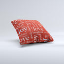 Joy & Love WordCloud Wallpaper Ink-Fuzed Decorative Throw Pillow
