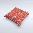 Joy & Love WordCloud Wallpaper Ink-Fuzed Decorative Throw Pillow