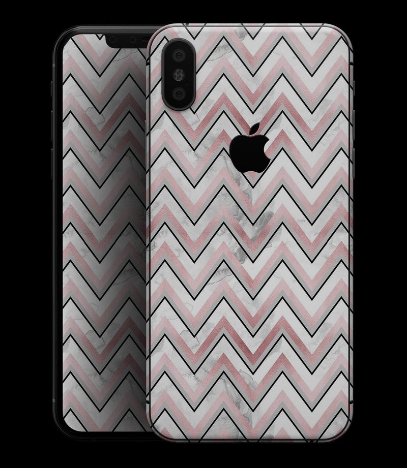 Karamfila Marble & Rose Gold Chevron v14 - iPhone XS MAX, XS/X, 8/8+, 7/7+, 5/5S/SE Skin-Kit (All iPhones Available)
