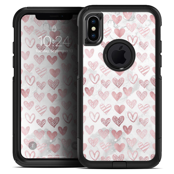 Karamfila Marble & Rose Gold Hearts v3 - Skin Kit for the iPhone OtterBox Cases