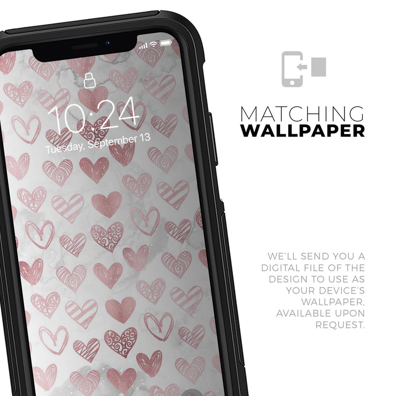 Karamfila Marble & Rose Gold Hearts v3 - Skin Kit for the iPhone OtterBox Cases