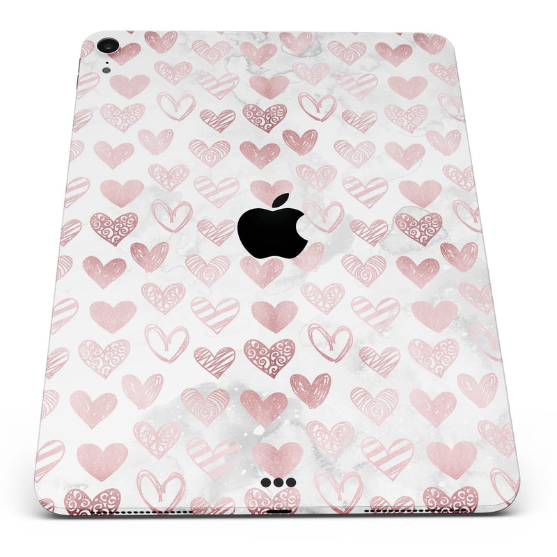 Karamfila Marble & Rose Gold Hearts v3 - Full Body Skin Decal for the Apple iPad Pro 12.9", 11", 10.5", 9.7", Air or Mini (All Models Available)