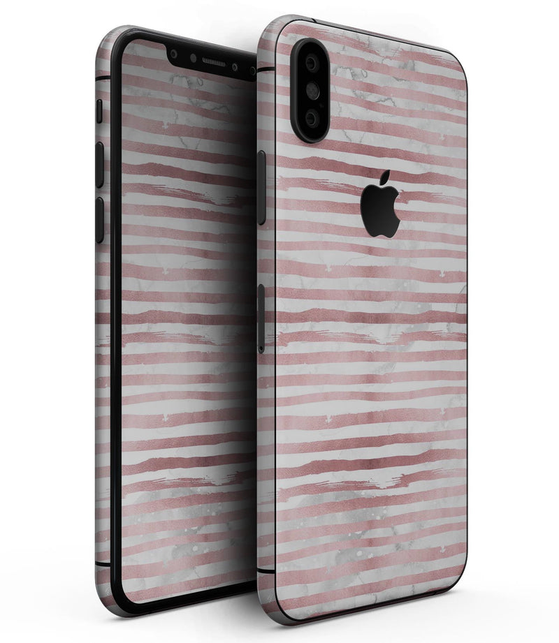 Karamfila Marble & Rose Gold Striped v5 - iPhone XS MAX, XS/X, 8/8+, 7/7+, 5/5S/SE Skin-Kit (All iPhones Available)