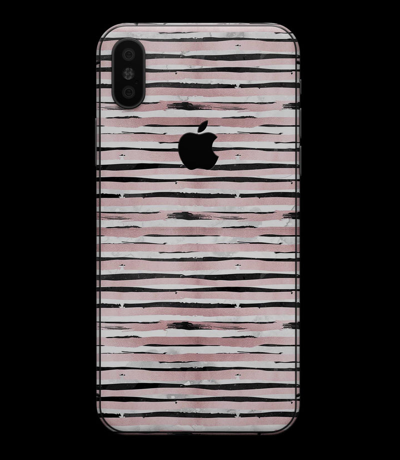 Karamfila Marble & Rose Gold Striped v8 - iPhone XS MAX, XS/X, 8/8+, 7/7+, 5/5S/SE Skin-Kit (All iPhones Available)