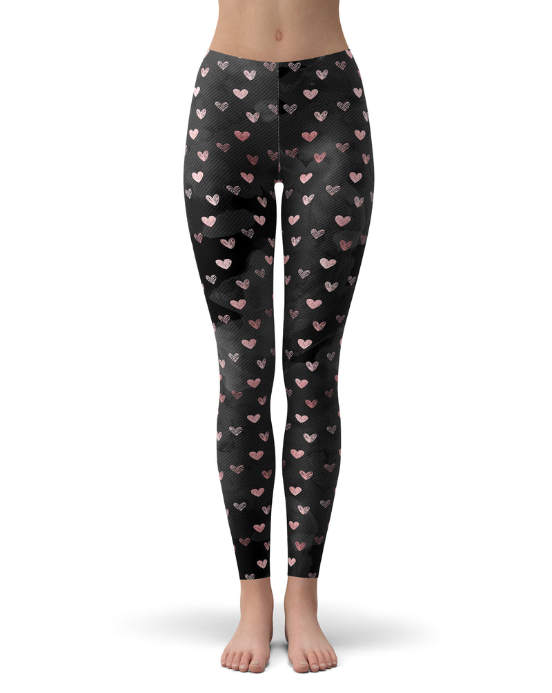 Karamfila Marble & Rose Gold Hearts v11 - All Over Print Womens Leggings / Yoga or Workout Pants