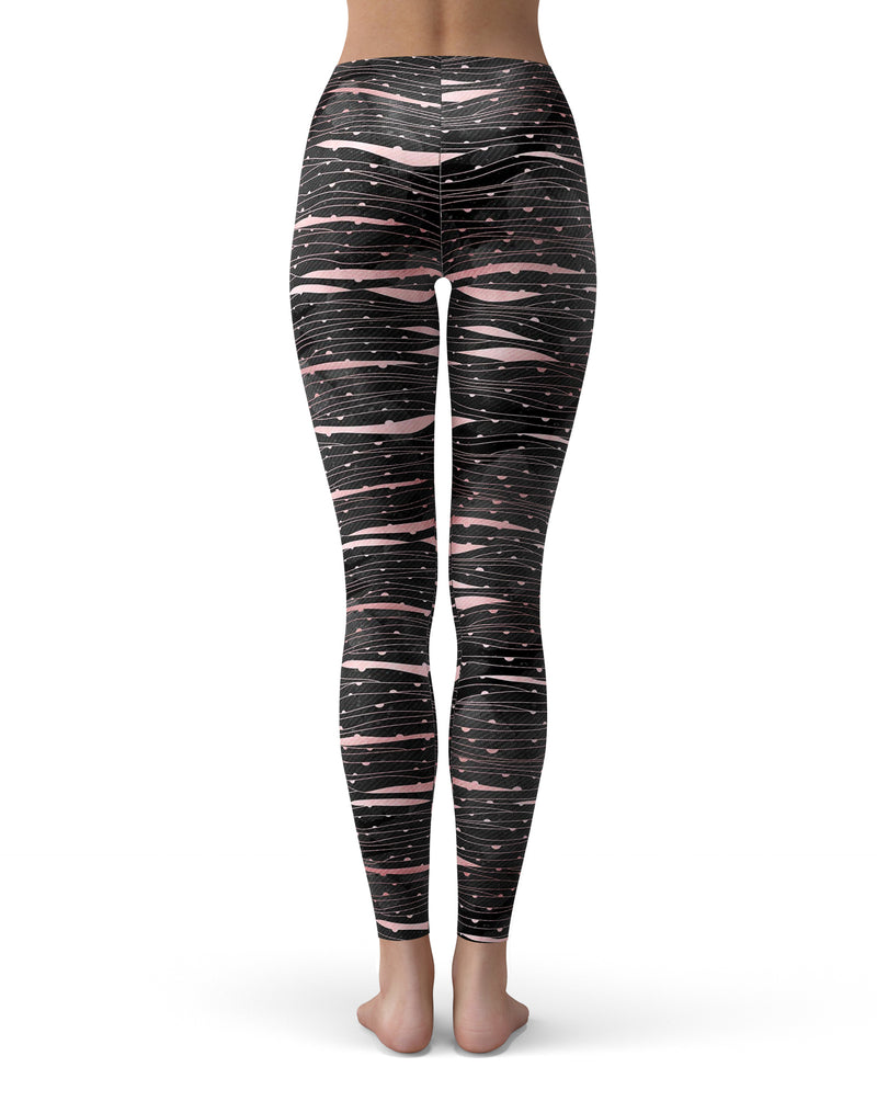 Karamfila Marble & Rose Gold Striped v9 - All Over Print Womens Leggings / Yoga or Workout Pants