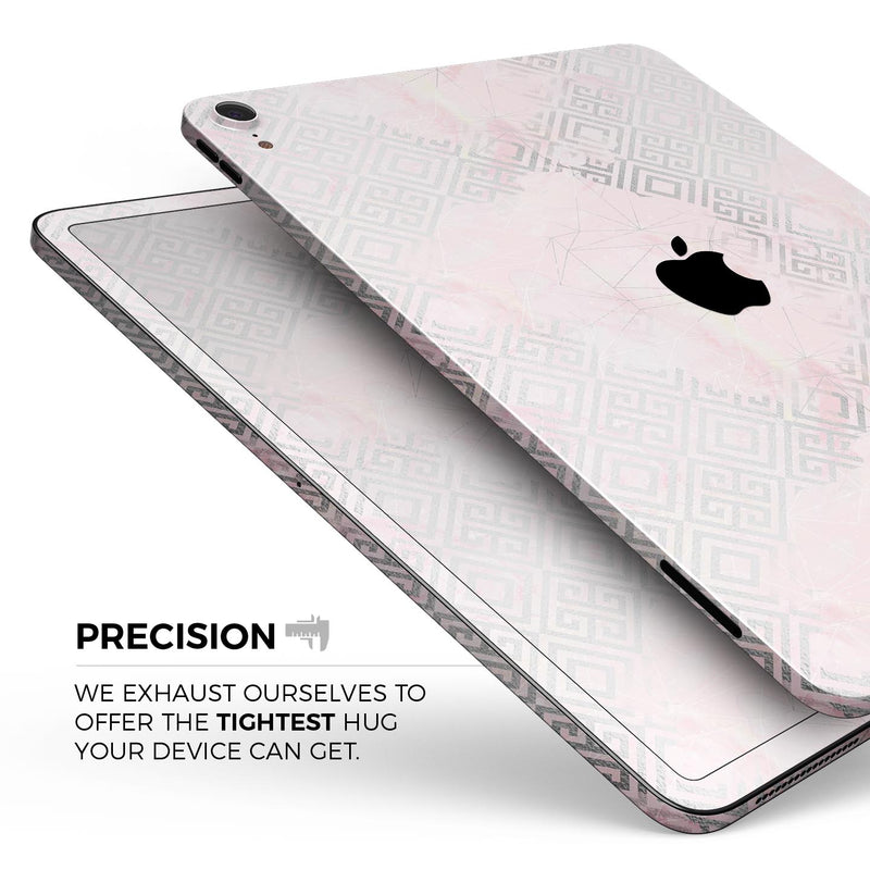 Karamfila Silver & Pink Marble V12 - Full Body Skin Decal for the Apple iPad Pro 12.9", 11", 10.5", 9.7", Air or Mini (All Models Available)