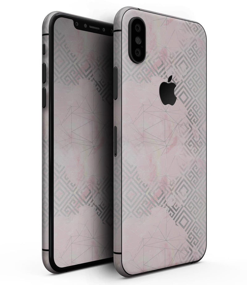 Karamfila Silver & Pink Marble V12 - iPhone XS MAX, XS/X, 8/8+, 7/7+, 5/5S/SE Skin-Kit (All iPhones Available)