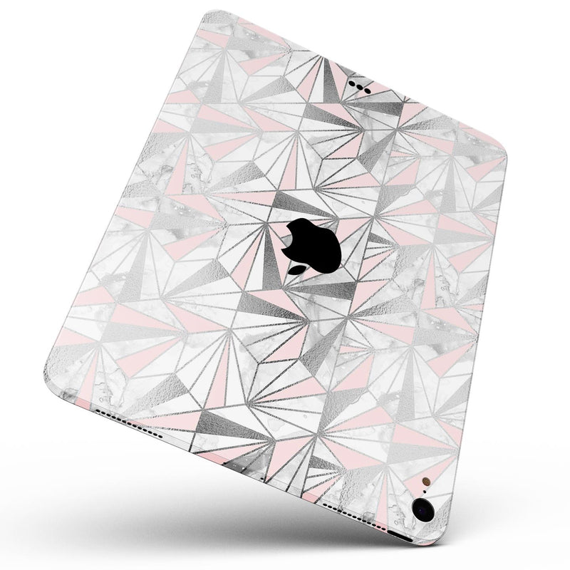 Karamfila Silver & Pink Marble V1 - Full Body Skin Decal for the Apple iPad Pro 12.9", 11", 10.5", 9.7", Air or Mini (All Models Available)