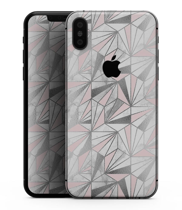 Karamfila Silver & Pink Marble V1 - iPhone XS MAX, XS/X, 8/8+, 7/7+, 5/5S/SE Skin-Kit (All iPhones Available)