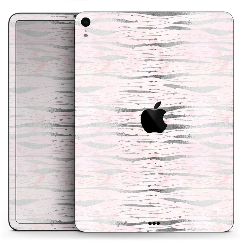 Karamfila Silver & Pink Marble V7 - Full Body Skin Decal for the Apple iPad Pro 12.9", 11", 10.5", 9.7", Air or Mini (All Models Available)