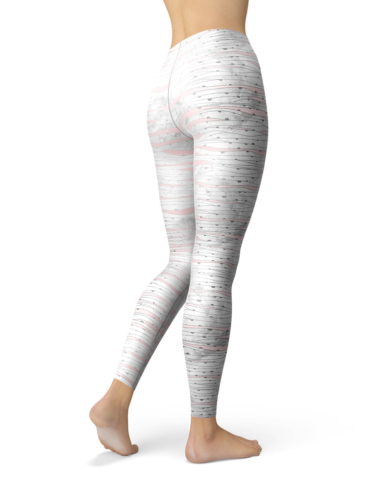 Karamfila Silver & Pink Marble V10 - All Over Print Womens Leggings / Yoga or Workout Pants