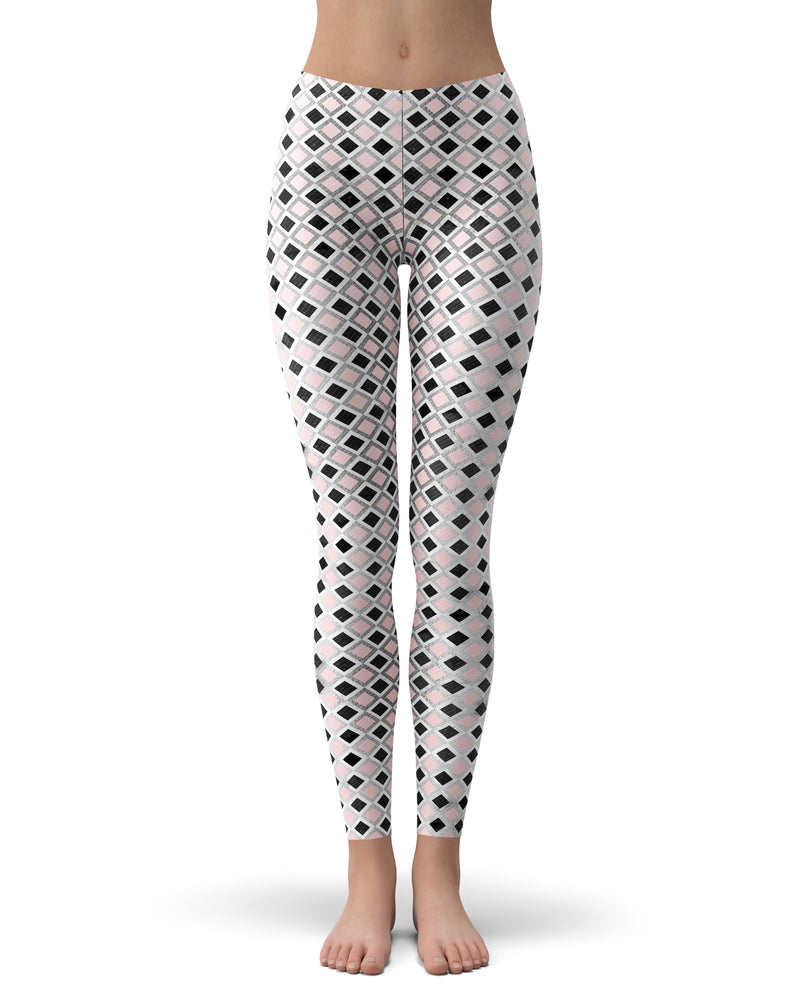 Karamfila Silver & Pink Marble V11 - All Over Print Womens Leggings / Yoga or Workout Pants