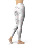 Karamfila Silver & Pink Marble V14 - All Over Print Womens Leggings / Yoga or Workout Pants