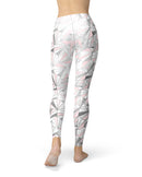 Karamfila Silver & Pink Marble V1 - All Over Print Womens Leggings / Yoga or Workout Pants