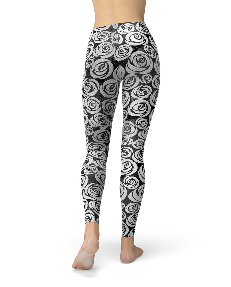Karamfila Silver & Pink Marble V9 - All Over Print Womens Leggings / Yoga or Workout Pants