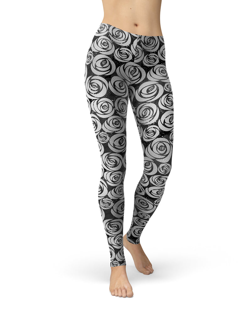 Karamfila Silver & Pink Marble V9 - All Over Print Womens Leggings / Yoga or Workout Pants