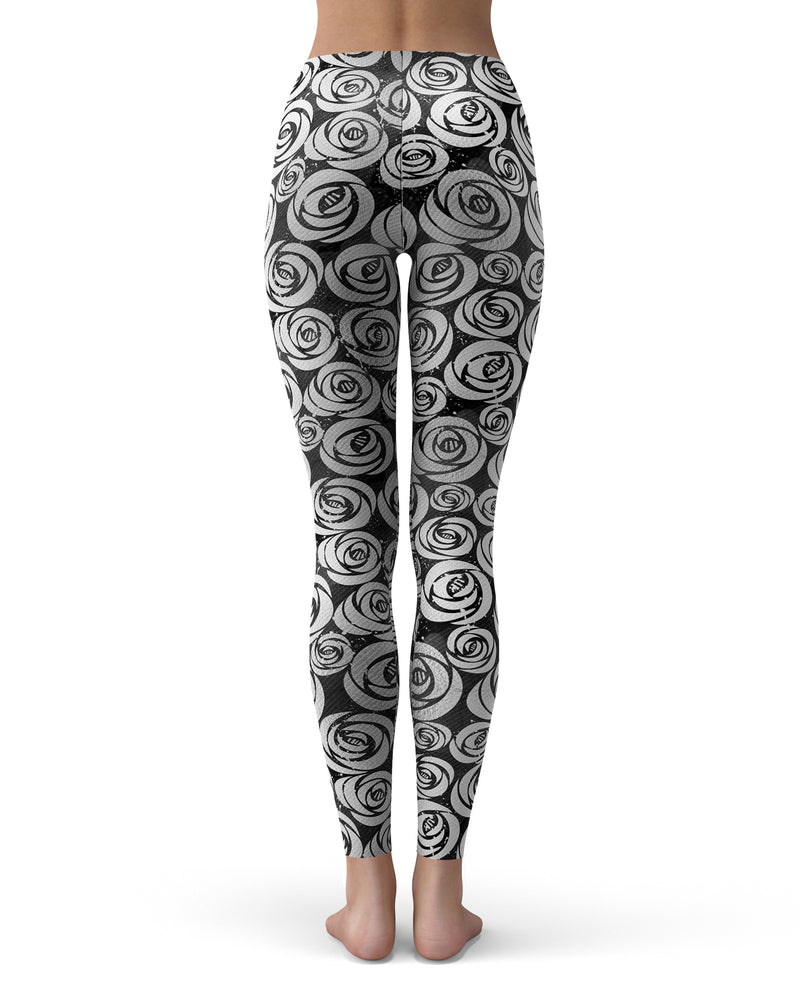 Karamfila Silver & Pink Marble V9 - All Over Print Womens Leggings / Yoga or Workout Pants