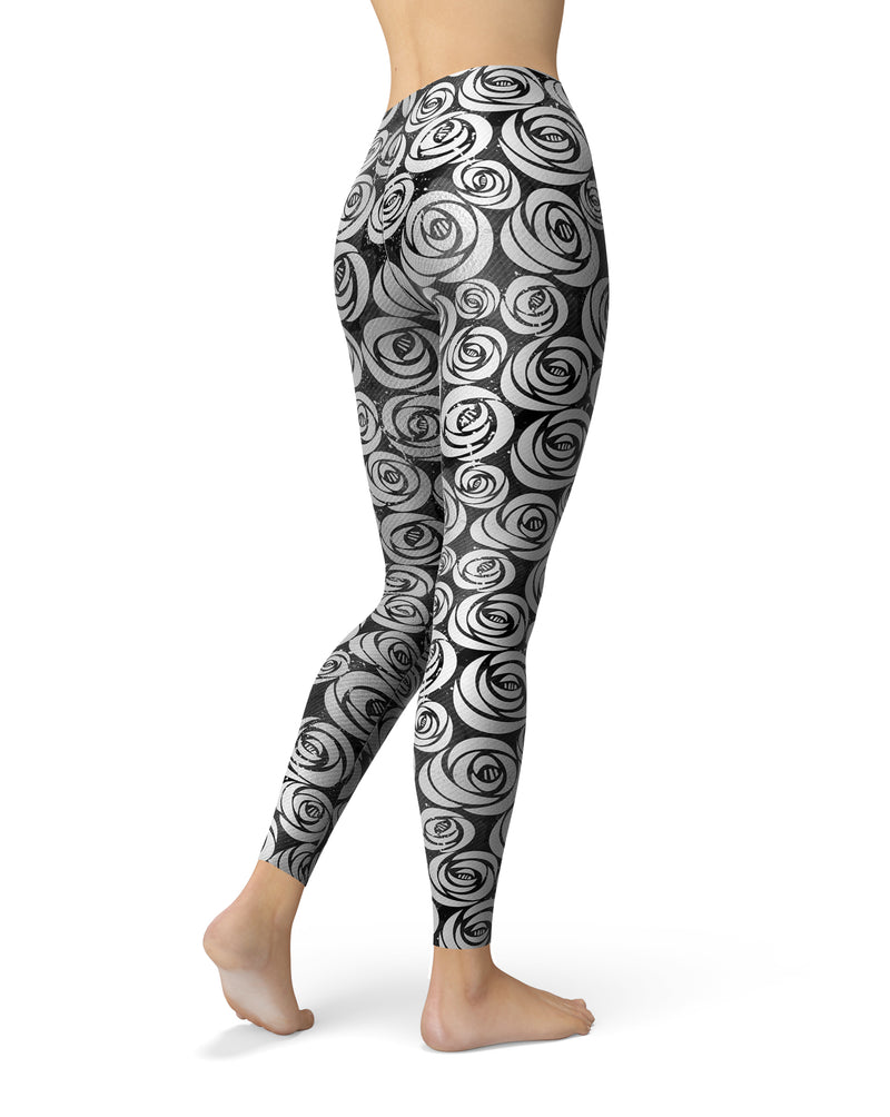 Karamfila Silver & Pink Marble V9 - All Over Print Womens Leggings / Yoga or Workout Pants