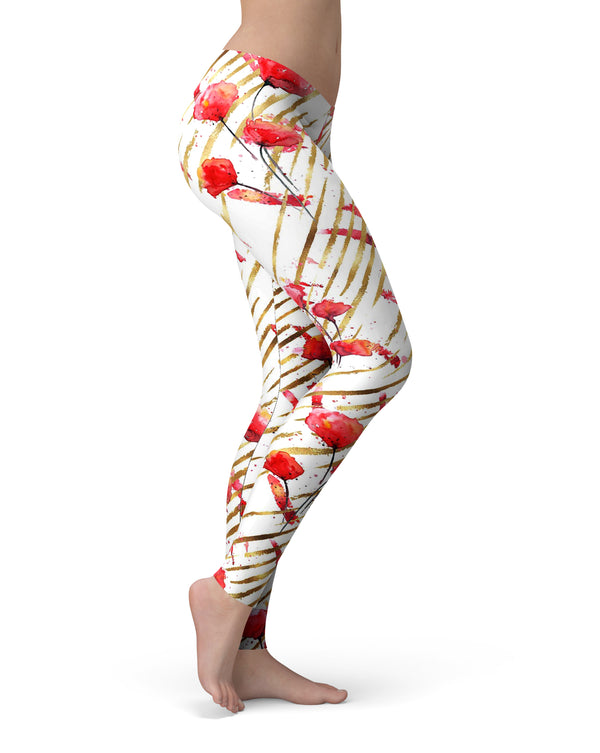 Karamfila Watercolo Poppies V10 - All Over Print Womens Leggings / Yoga or Workout Pants