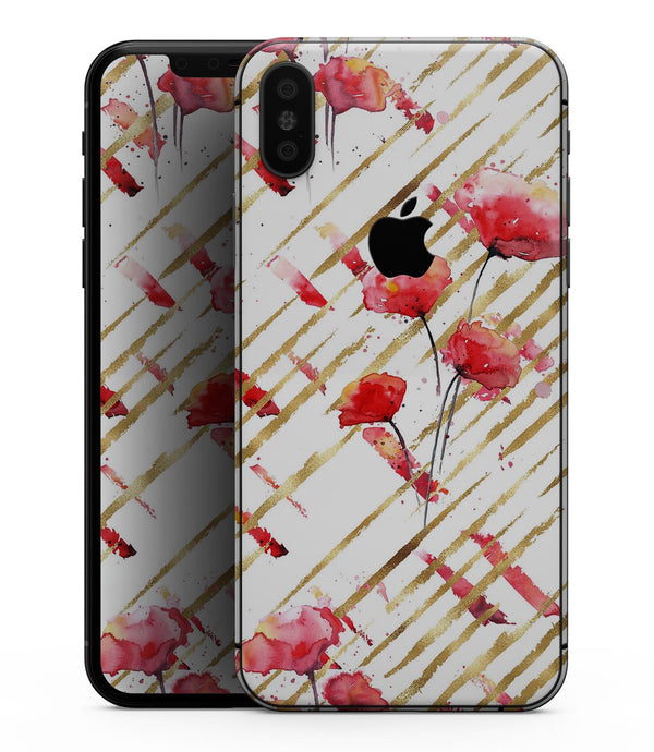 Karamfila Watercolor Poppies V10 - iPhone XS MAX, XS/X, 8/8+, 7/7+, 5/5S/SE Skin-Kit (All iPhones Available)