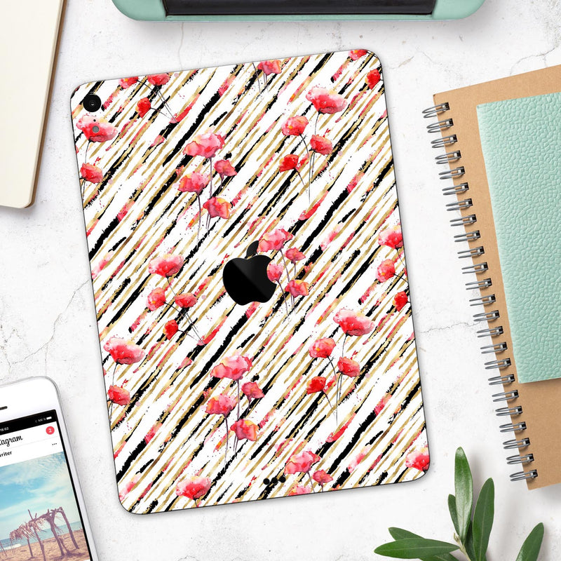 Karamfila Watercolo Poppies V11 - Full Body Skin Decal for the Apple iPad Pro 12.9", 11", 10.5", 9.7", Air or Mini (All Models Available)