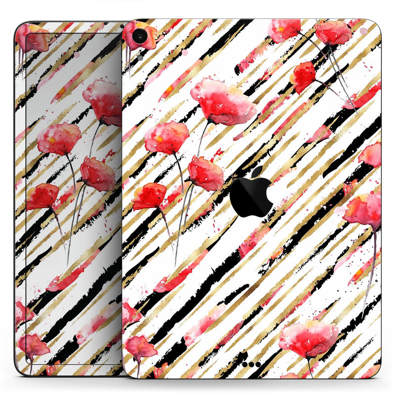 Karamfila Watercolo Poppies V12 - Full Body Skin Decal for the Apple iPad Pro 12.9", 11", 10.5", 9.7", Air or Mini (All Models Available)
