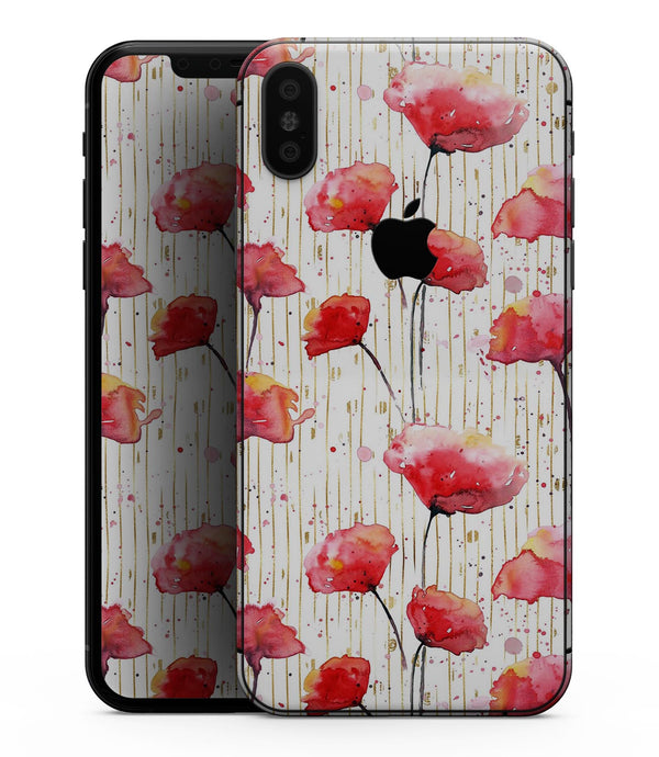 Karamfila Watercolor Poppies V15 - iPhone XS MAX, XS/X, 8/8+, 7/7+, 5/5S/SE Skin-Kit (All iPhones Available)