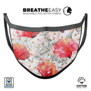 Karamfila Watercolo Poppies V29 - Made in USA Mouth Cover Unisex Anti-Dust Cotton Blend Reusable & Washable Face Mask with Adjustable Sizing for Adult or Child