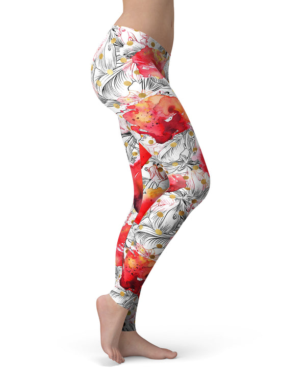 Karamfila Watercolo Poppies V29 - All Over Print Womens Leggings / Yoga or Workout Pants
