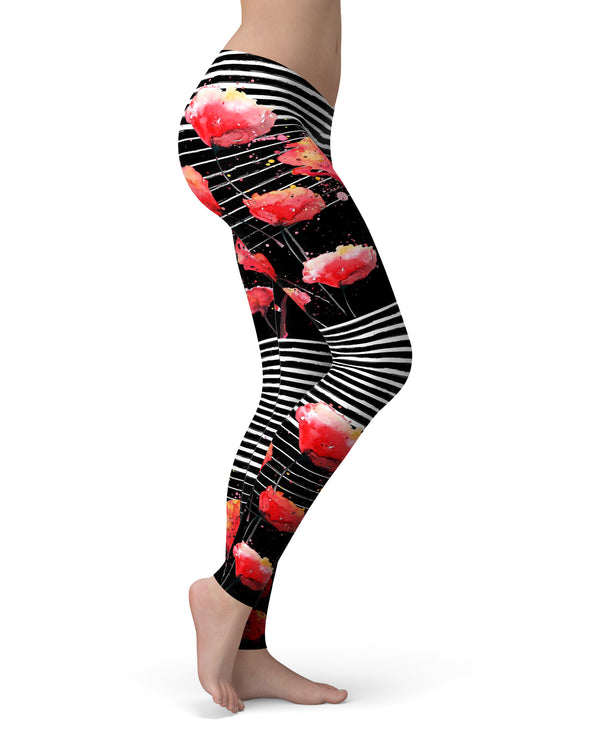 Karamfila Watercolo Poppies V7 - All Over Print Womens Leggings / Yoga or Workout Pants