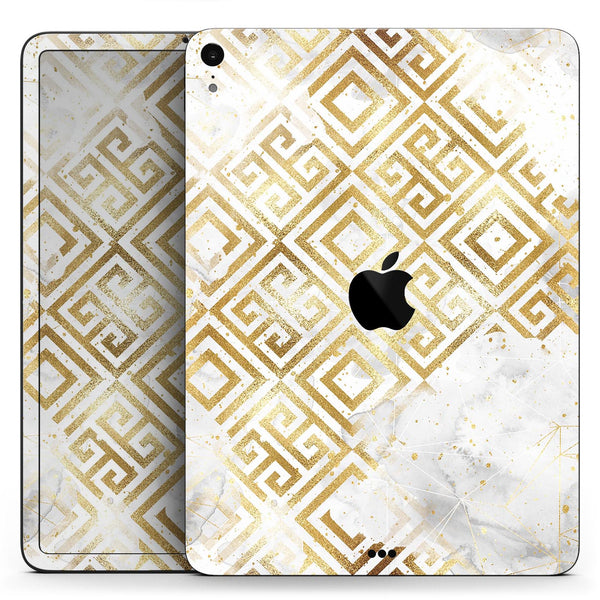 Karamfila Watercolor & Gold V11 - Full Body Skin Decal for the Apple iPad Pro 12.9", 11", 10.5", 9.7", Air or Mini (All Models Available)