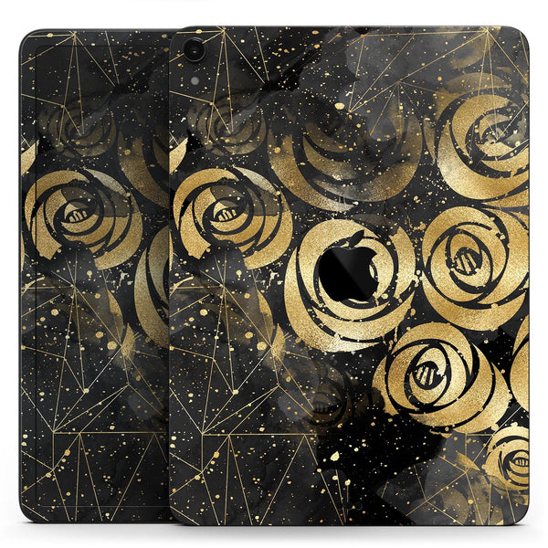 Karamfila Watercolor & Gold V13 - Full Body Skin Decal for the Apple iPad Pro 12.9", 11", 10.5", 9.7", Air or Mini (All Models Available)