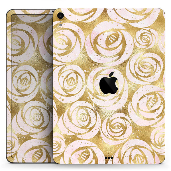 Karamfila Watercolor & Gold V1 - Full Body Skin Decal for the Apple iPad Pro 12.9", 11", 10.5", 9.7", Air or Mini (All Models Available)