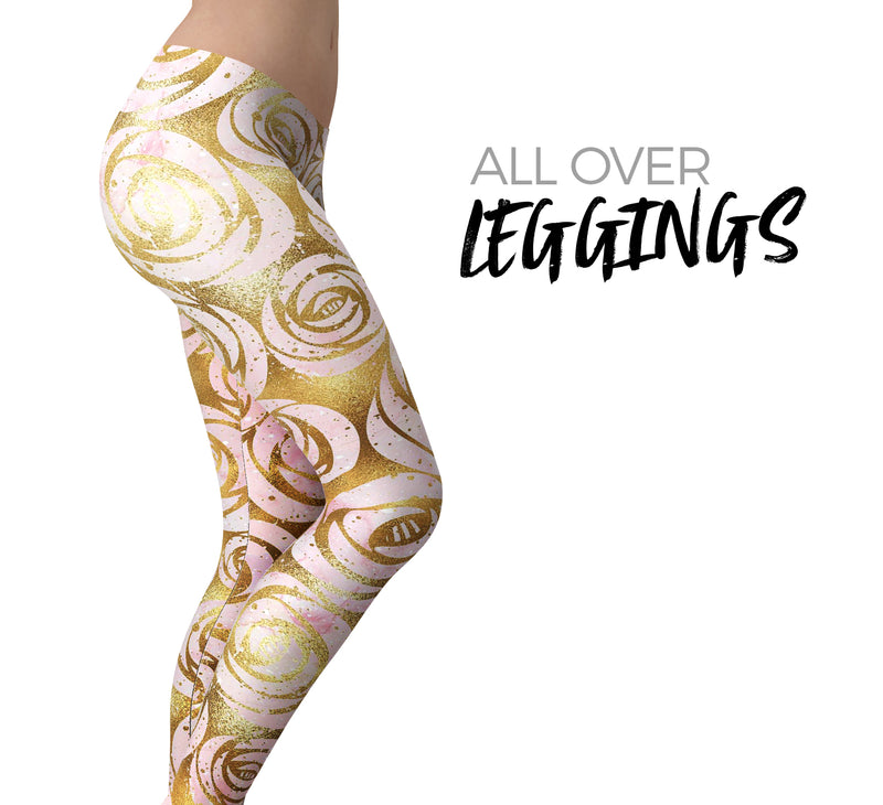 Karamfila Watercolor & Gold V1 - All Over Print Womens Leggings / Yoga or Workout Pants