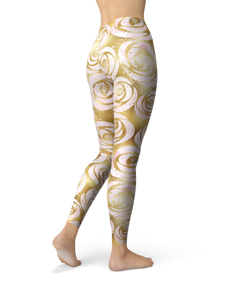 Karamfila Watercolor & Gold V1 - All Over Print Womens Leggings / Yoga or Workout Pants