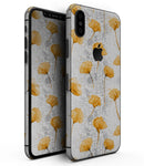 Karamfila Yellow & Gray Floral V10 - iPhone XS MAX, XS/X, 8/8+, 7/7+, 5/5S/SE Skin-Kit (All iPhones Available)