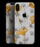 Karamfila Yellow & Gray Floral V11 - iPhone XS MAX, XS/X, 8/8+, 7/7+, 5/5S/SE Skin-Kit (All iPhones Available)