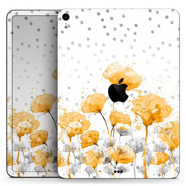 Karamfila Yellow & Gray Floral V1 - Full Body Skin Decal for the Apple iPad Pro 12.9", 11", 10.5", 9.7", Air or Mini (All Models Available)