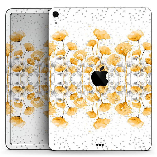 Karamfila Yellow & Gray Floral V2 - Full Body Skin Decal for the Apple iPad Pro 12.9", 11", 10.5", 9.7", Air or Mini (All Models Available)