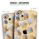 Karamfila Yellow & Gray Floral V6  - Protective Skin Wrap & Decal – Compatible with iPhone SE to iPhone 17 Pro Max (All Models)